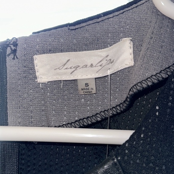 NWT SUGARLIPS Black Gray Panel Pencil Dress Women Size Small - Picture 6 of 7